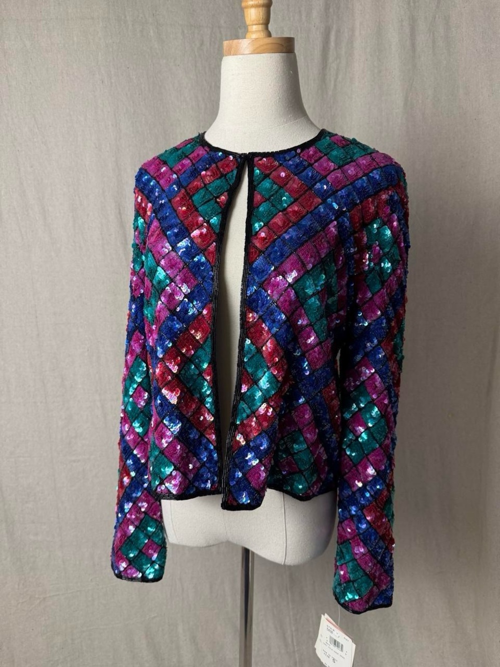 Vintage Nipon Night 100% Silk Sequin Jacket